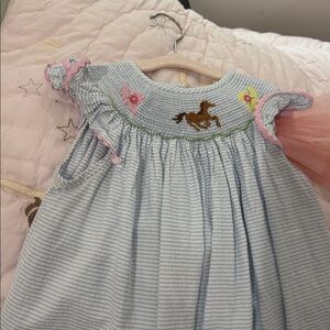 Blue Smocked Kids Dress